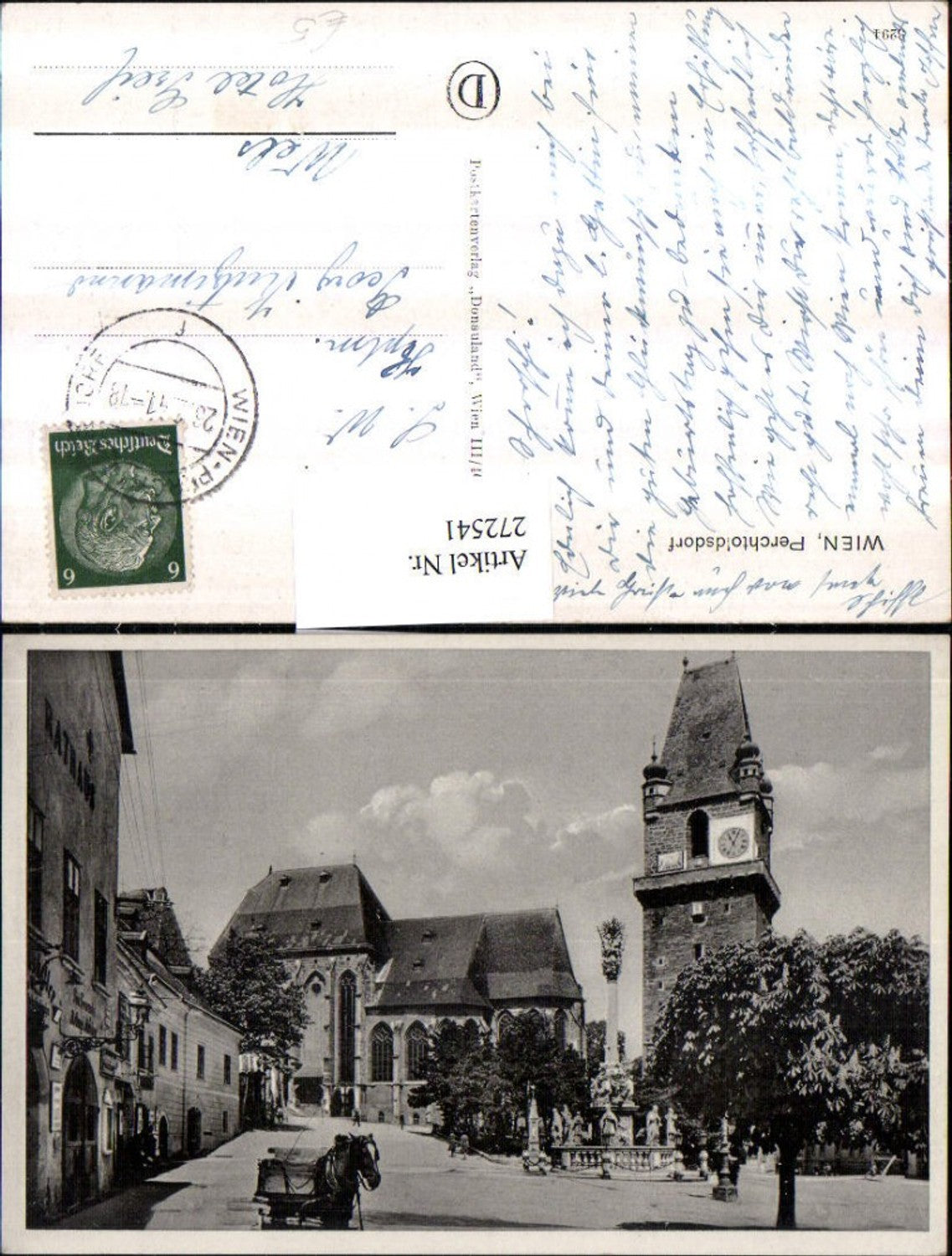 272541,Wien Perchtoldsdorf Turm Kirche Säule Kutsche