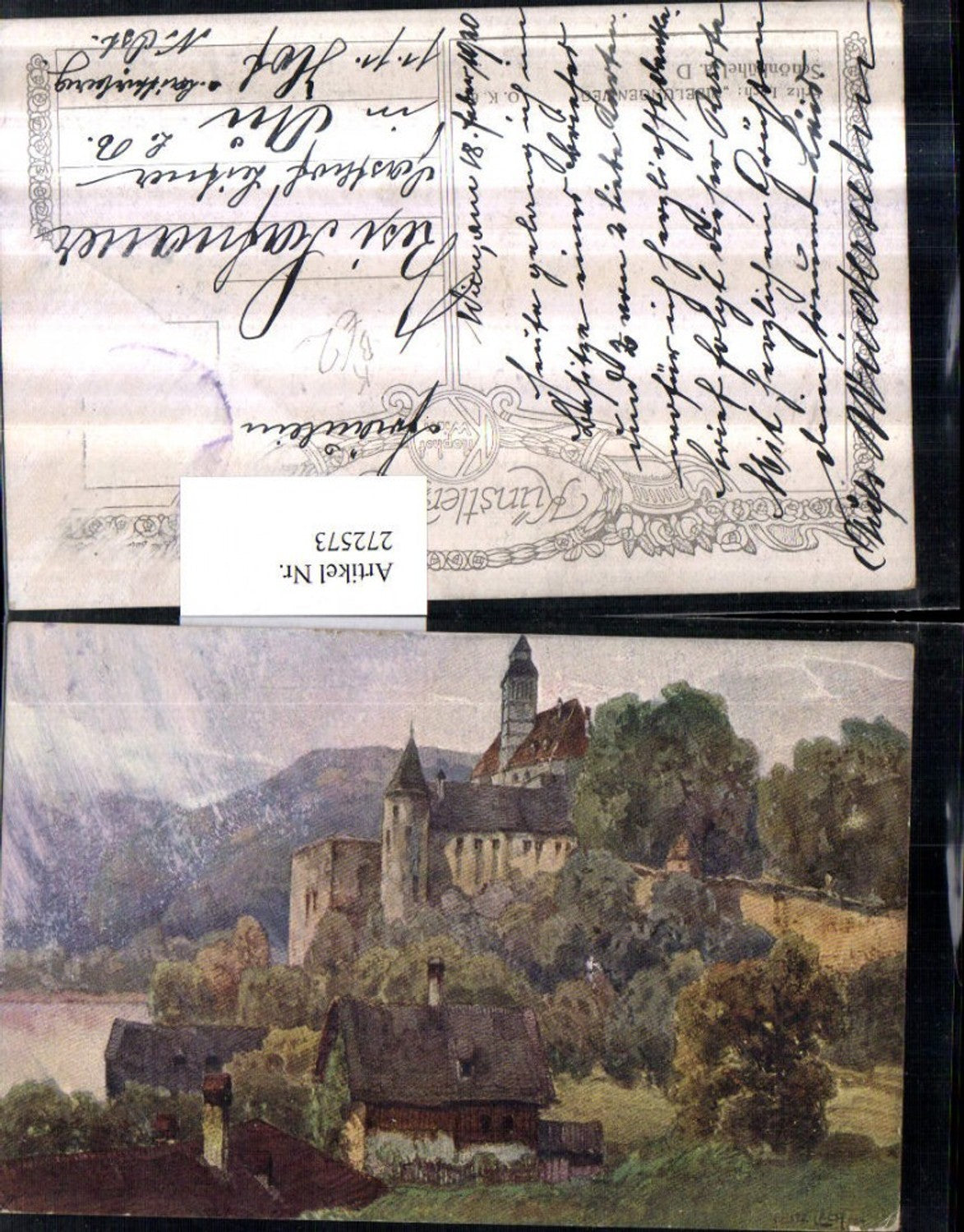 272573,Künstler AK Fritz Lach Schloss Schönbühel an d. Donau