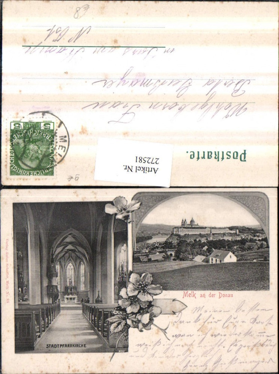 272581,Melk an d. Donau Totale Stift Pfarrkirche Innenansicht Mehrbildkarte
