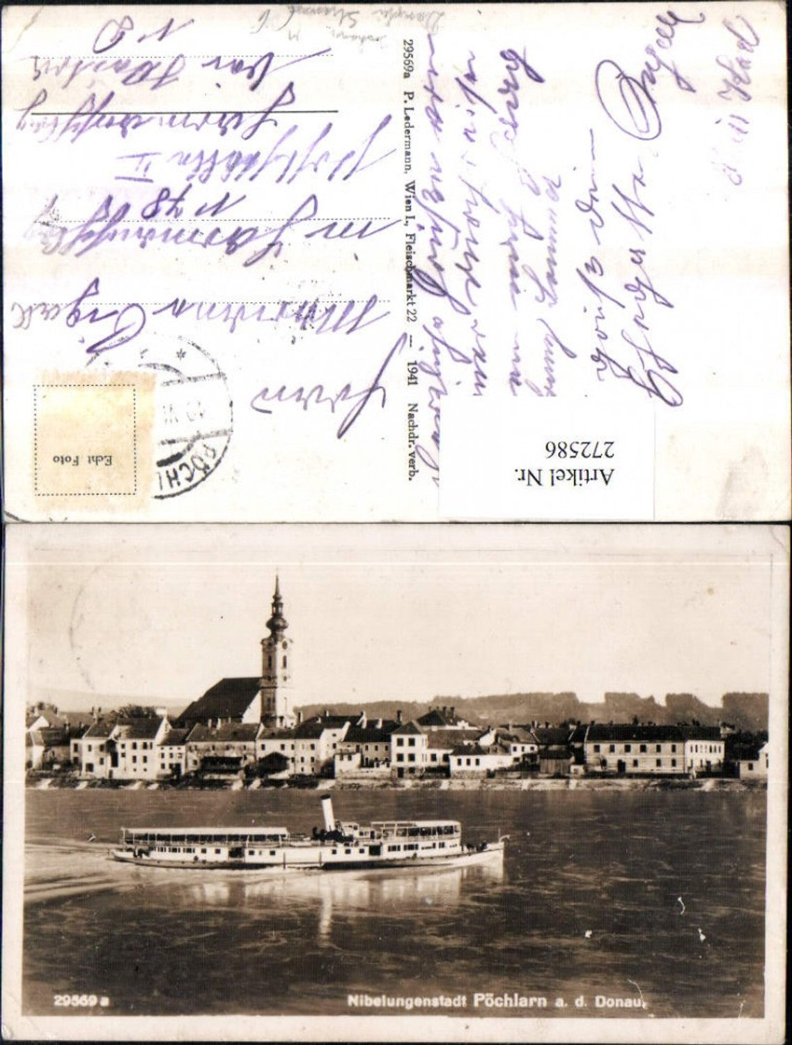 272586,Pöchlarn an d. Donau Totale Kirche Dampfer Nibelungenstadt