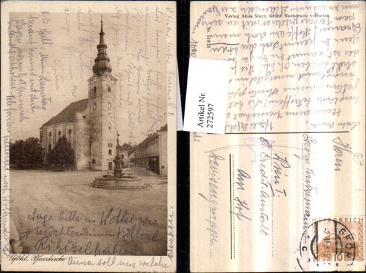 272597,Gföhl Pfarrkirche Kirche Brunnen