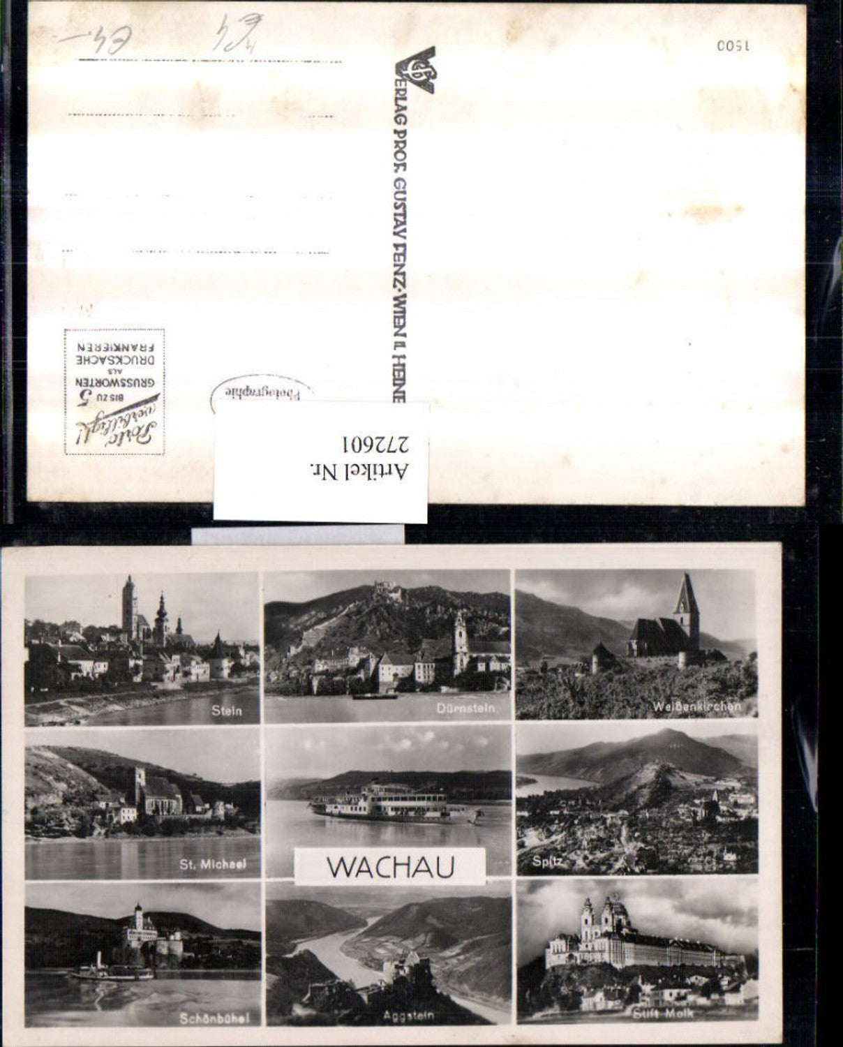 272601,Wachau Stein Dürnstein Weißenkirchen Spitz Aggstein St. Michael Stift Melk Dampfer Mehrbildkarte