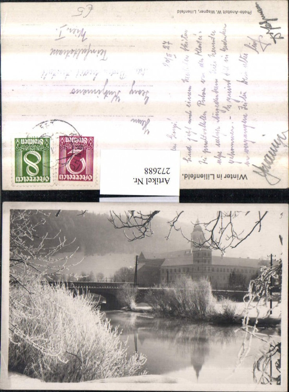 272688,Lilienfeld Partie Stift Brücke Winterbild