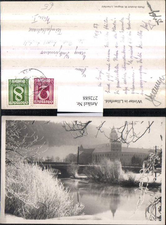 272688,Lilienfeld Partie Stift Brücke Winterbild