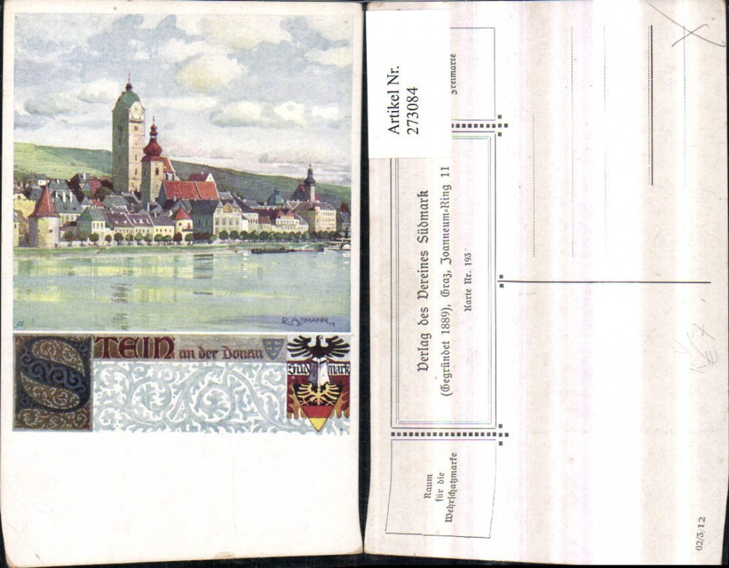 273084,Verein Südmark 193 Künstler R. Assman Krems Stein an d. Donau Totale