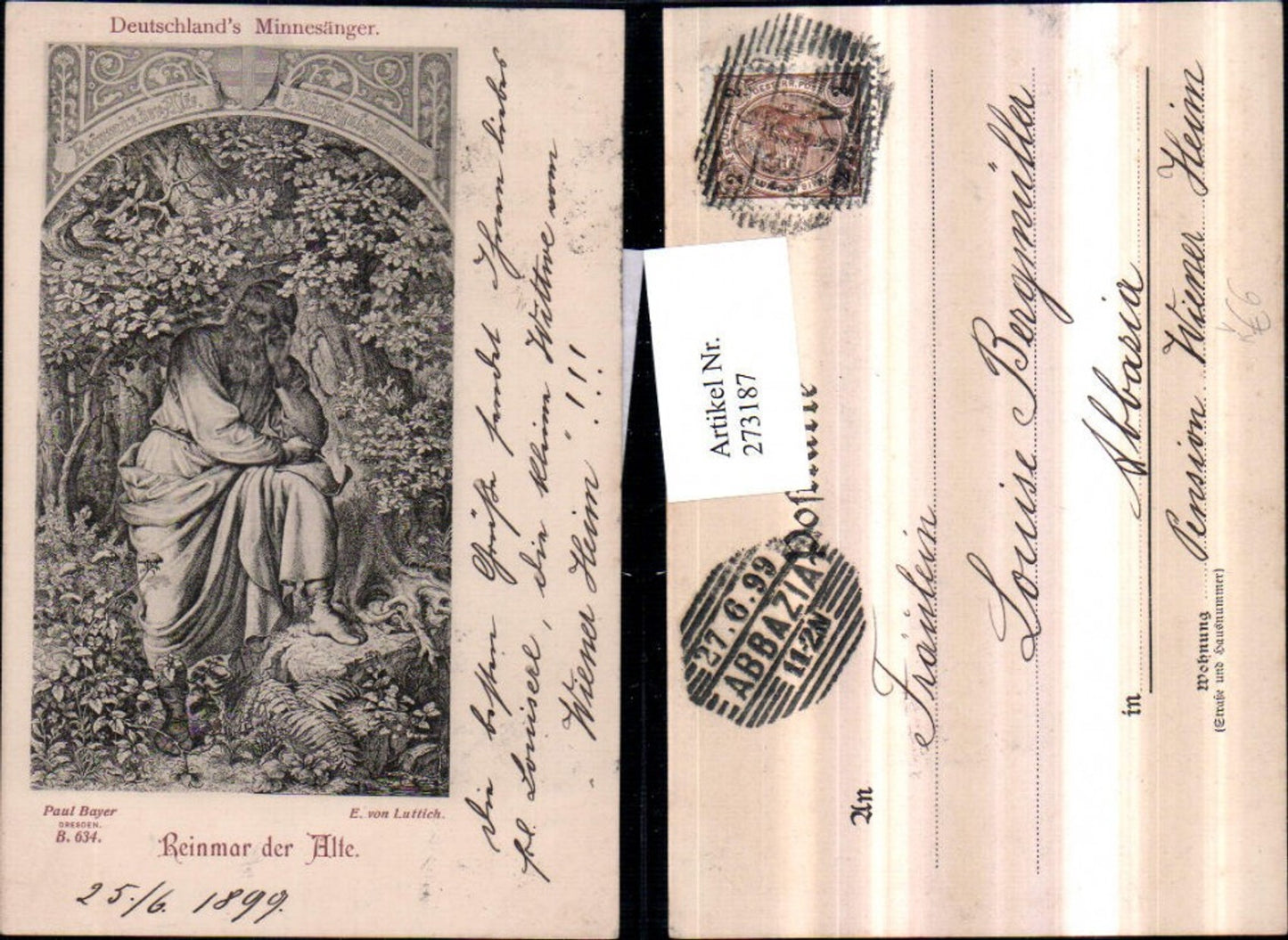 273187,Künstler AK E. Von Luttich Reinmar der Alte pub Paul Bayer 634