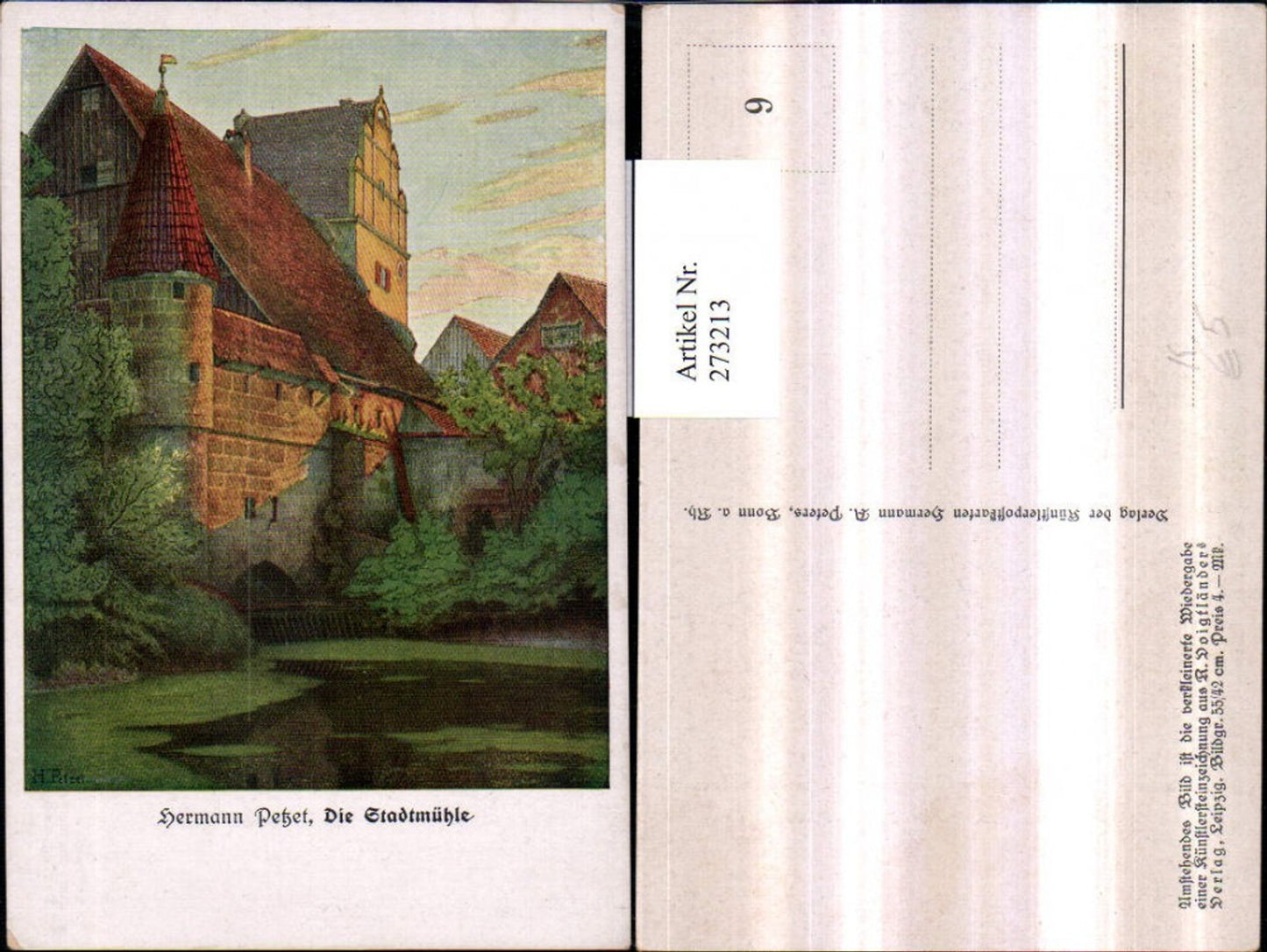 273213,Künstler AK Hermann Petzet Die Stadtmühle Türmchen
