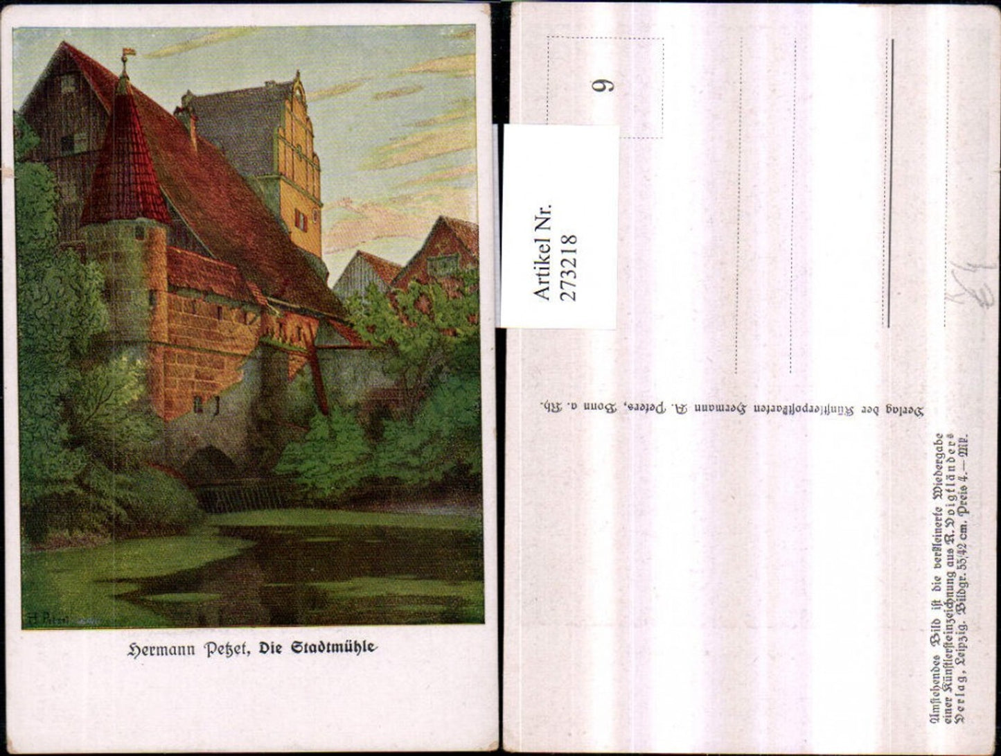 273218,Künstler AK Hermann Petzet Die Stadtmühle Türmchen