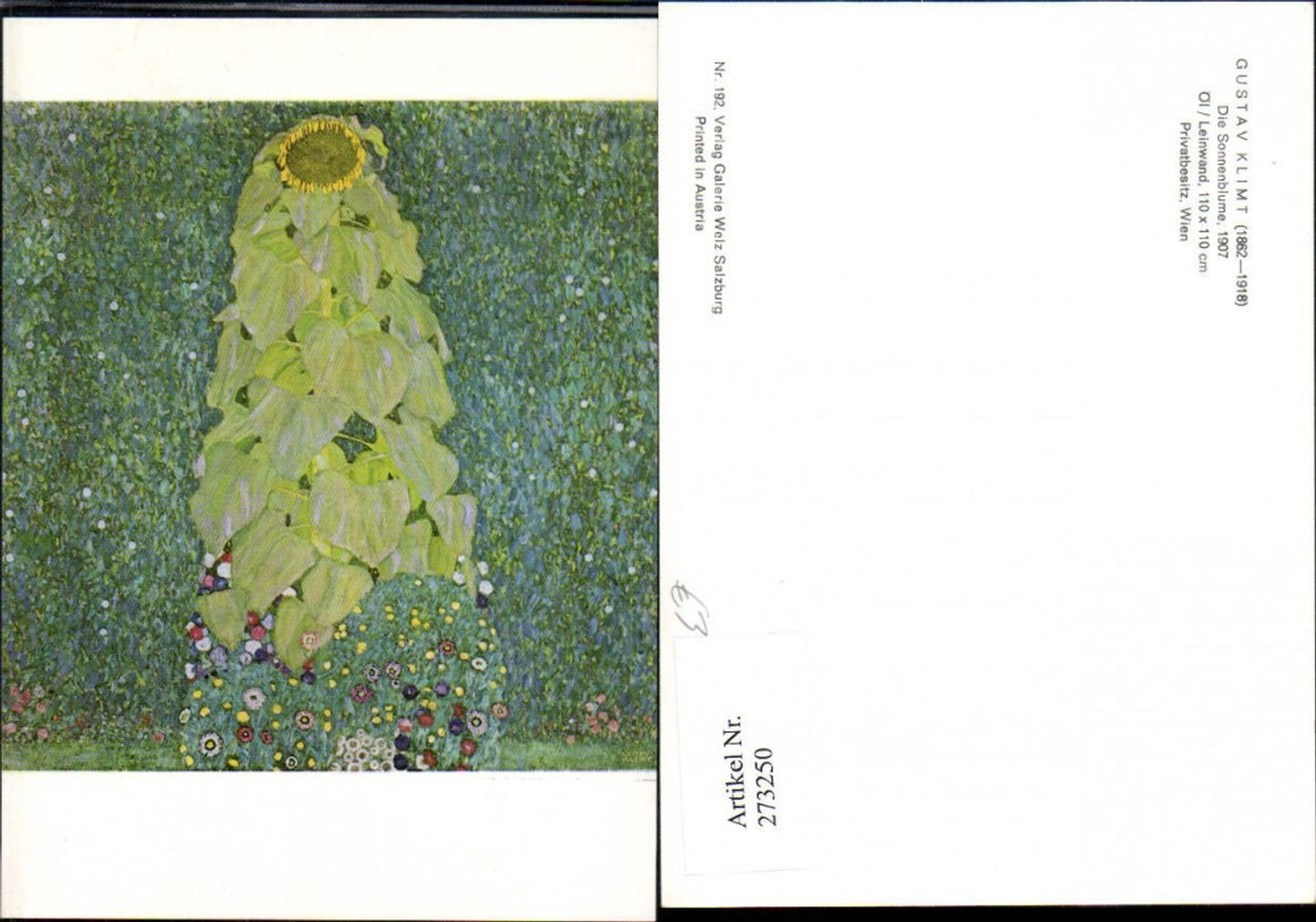 273250,Künstler AK Gustav Klimt die Sonnenblume Jugendstil Art Nouveau