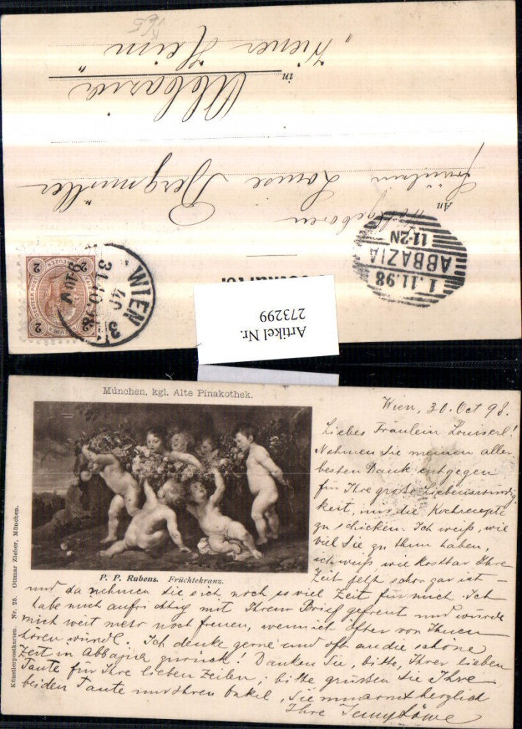 273299,Künstler AK P. P. Rubens Früchtekranz nackte Kinder Früchte pub Ottmar Zieher 25