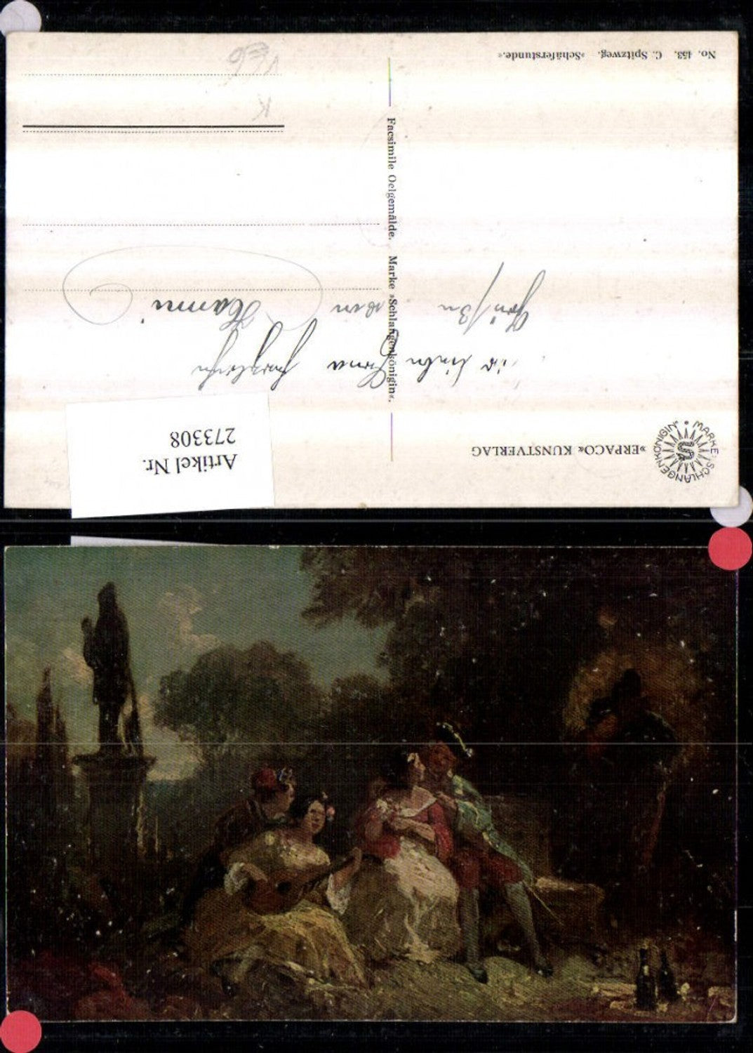 273308,Künstler AK Ölgemälde C. Spitzweg Schäferstunde Personen Paare Laute pub Facsimile