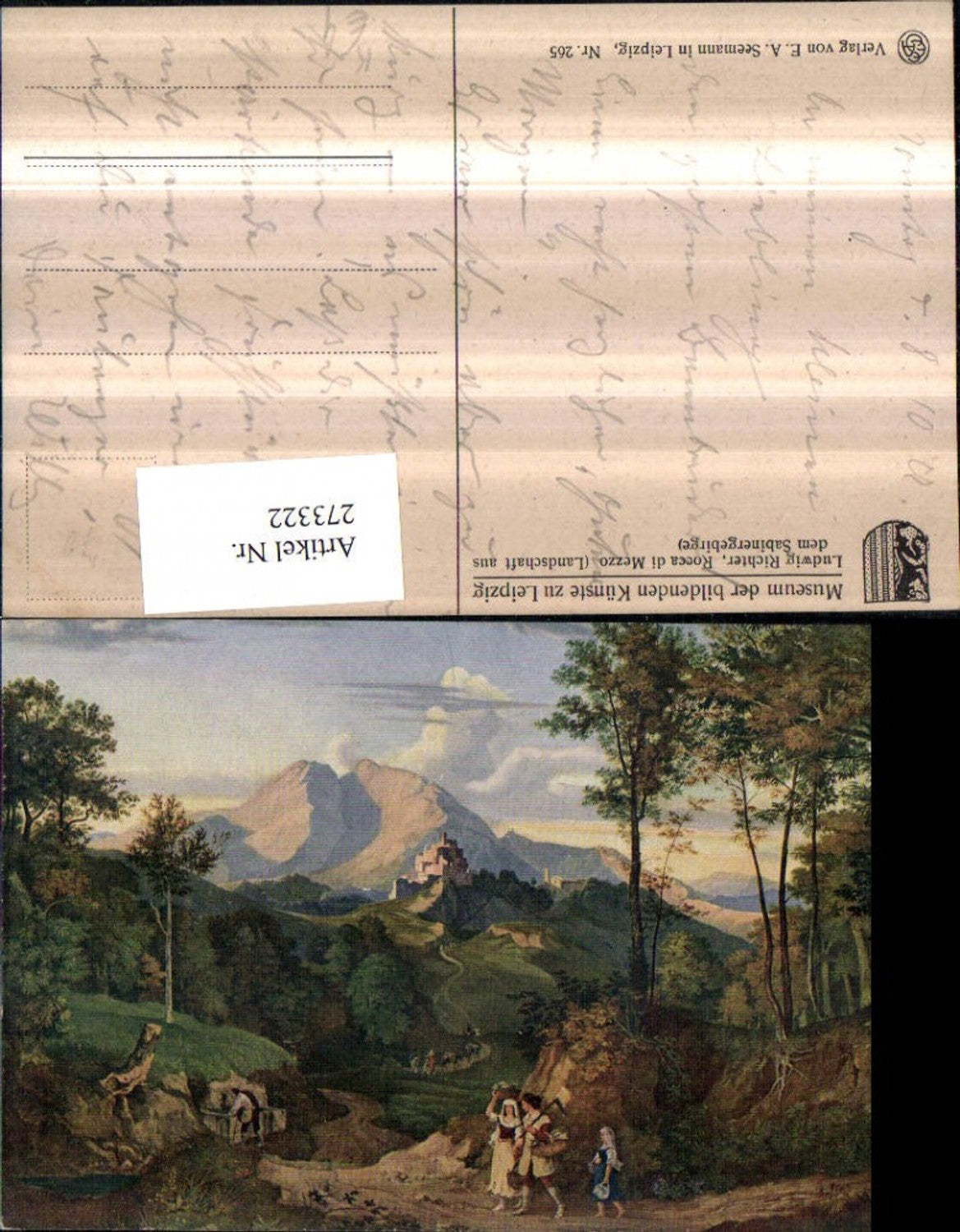 273322,Künstler AK Ludwig Richter Roccca di Mezzo Landschaft aus dem Sabinergebirge Bergkulisse Burg