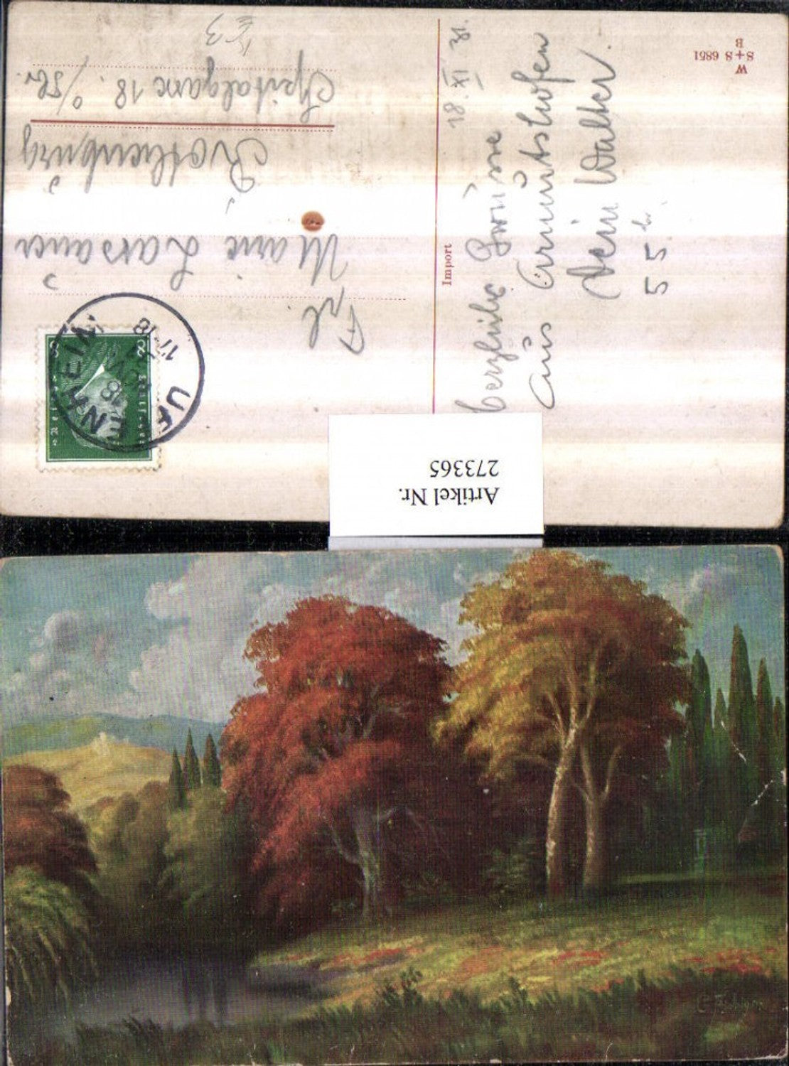 273365,Künstler AK G. Fiebiger Landschaft Wald Fluss Bach