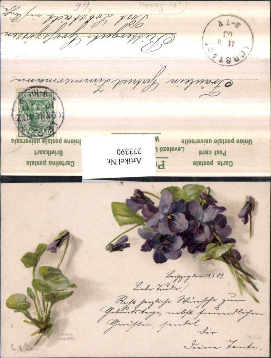 273390,Künstler AK C. v. Sivers Blumen Veilchen