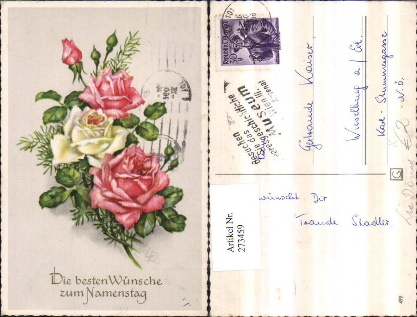 273459,Künstler AK Lia Döring Namenstag Rosen Knospen