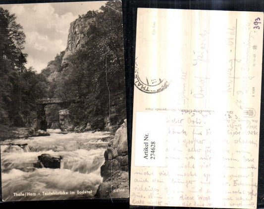 274628,Thale im Harz Teufelsbrücke Brücke im Bodetal Wasserfall