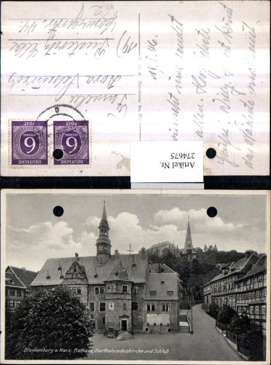 274675,Blankenburg im Harz Rathaus Bartholomäuskirche u. Schloss