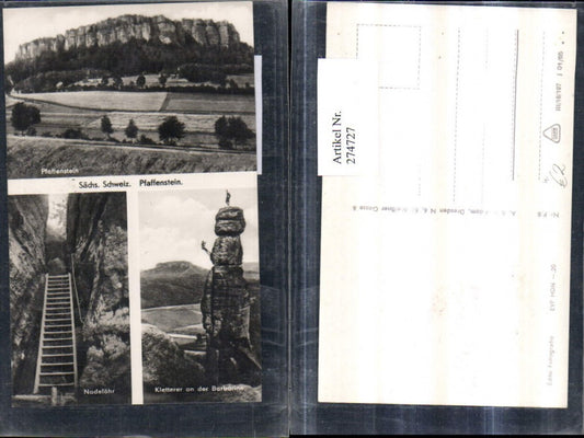 274727,Sächsische Schweiz Pfaffenstein Nadelöhr Kletterer Barbarine Mehrbildkarte b. Bad Schandau