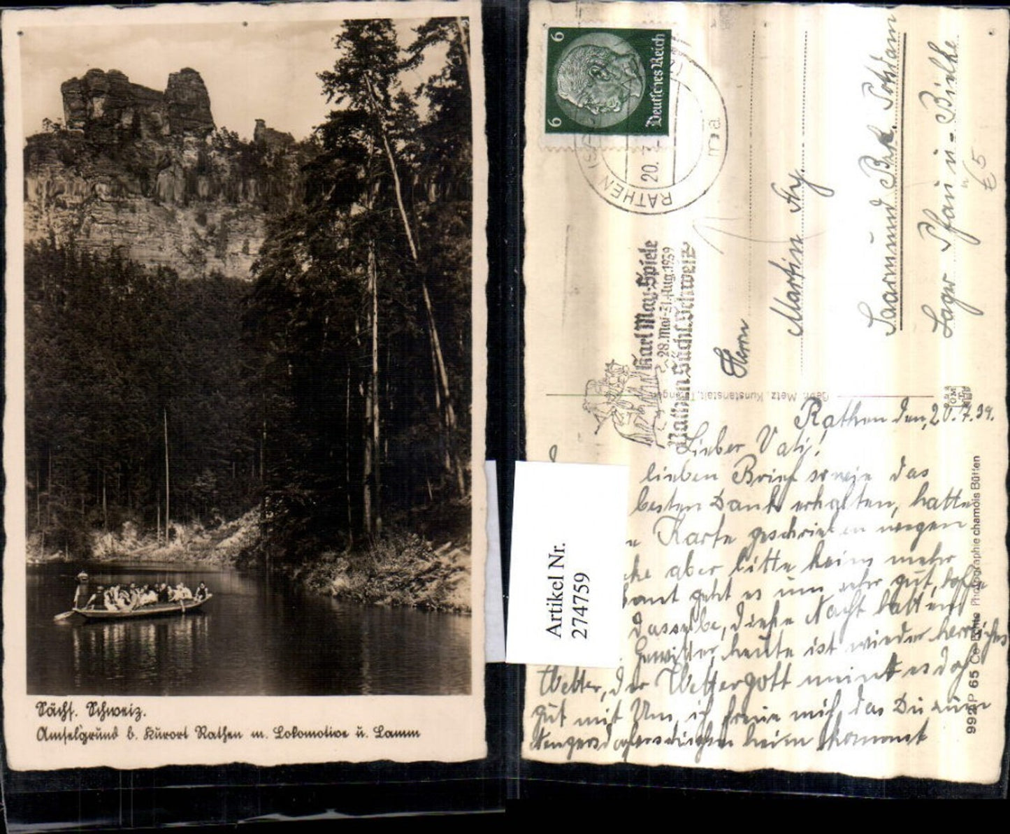 274759,Sächsische Schweiz Amselgrund b. Rathen Felsen Boot