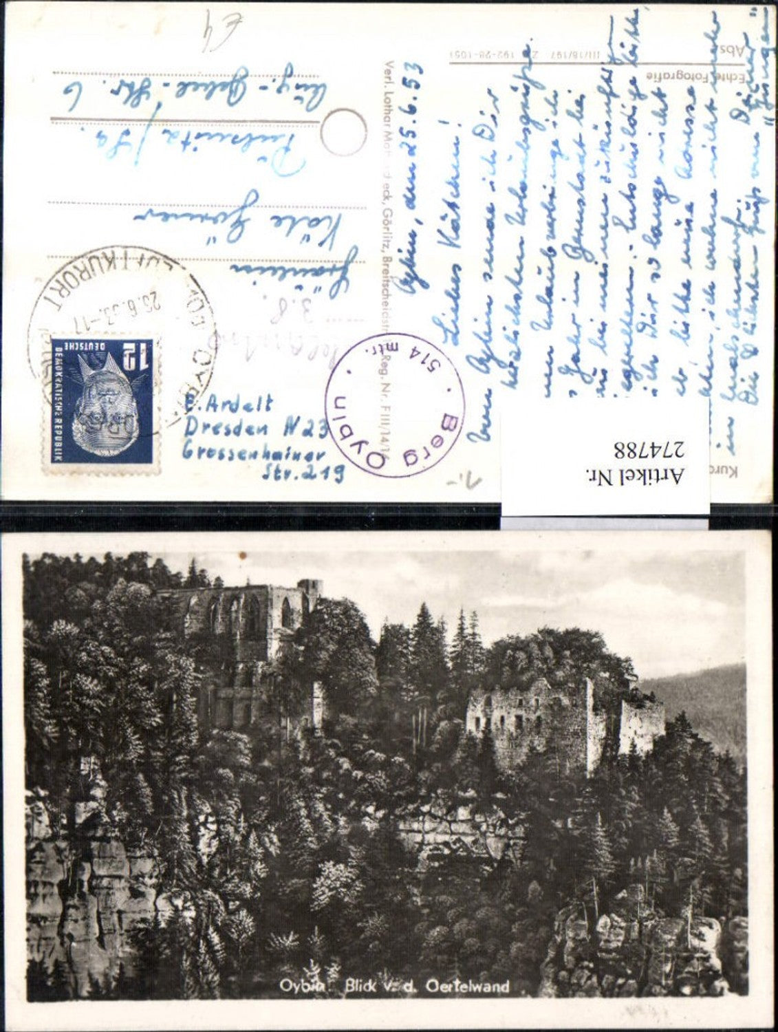 274788,Oybin Zittauer Gebirge Blick von d. Oertelwand Ruine