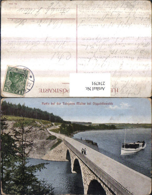 274791,Partie b. d. Talsperre Malter b. Dippoldiswalde Brücke Boot
