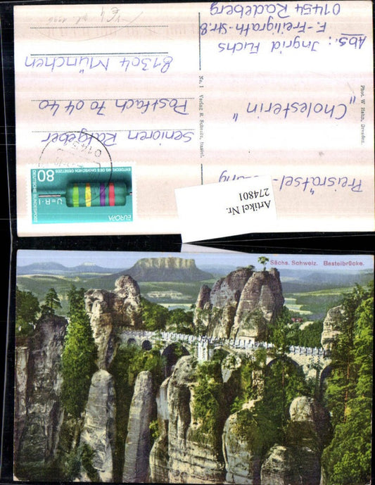 274801,Sächsische Schweiz Basteibrücke Brücke Felsen pub W. Hahn gelaufen 1996