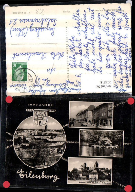 274818,1000 Jahre Eilenburg Totale Schwanenteich Sorbenburg Leipziger Straße Mehrbildkarte pub VEB 13/1998