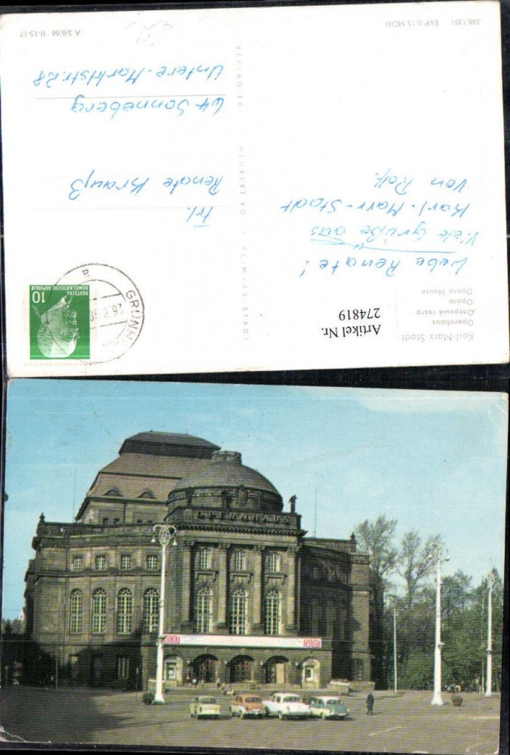 274819,Karl-Marx-Stadt Chemnitz Opernhaus Gebäude