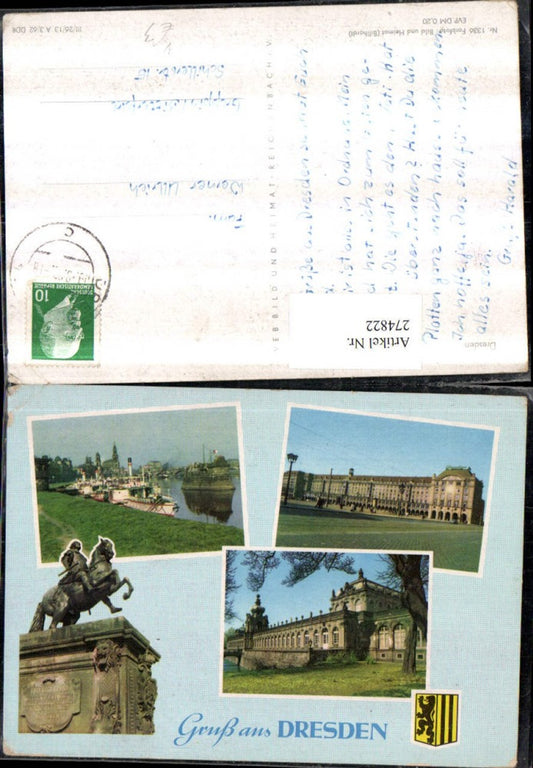 274822,Gruß aus Dresden Dampfer Schiffe Denkmal Zwinger Mehrbildkarte pub VEB