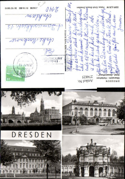 274825,Dresden Brücke Kirche Verkehrsmuseum Hotel Gewandhaus Zwinger Mehrbildkarte