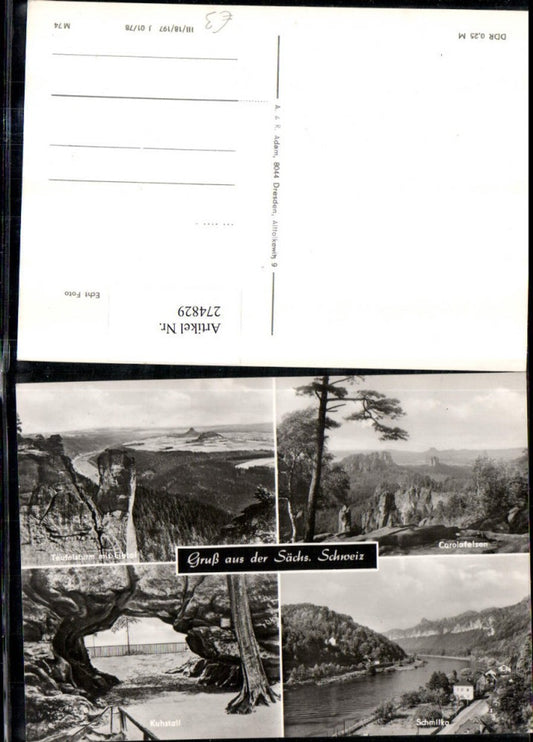 274829,Sächsische Schweiz Teufelsturm m. Elbtal Kuhstall Schmilka Carolafelsen Mehrbildkarte