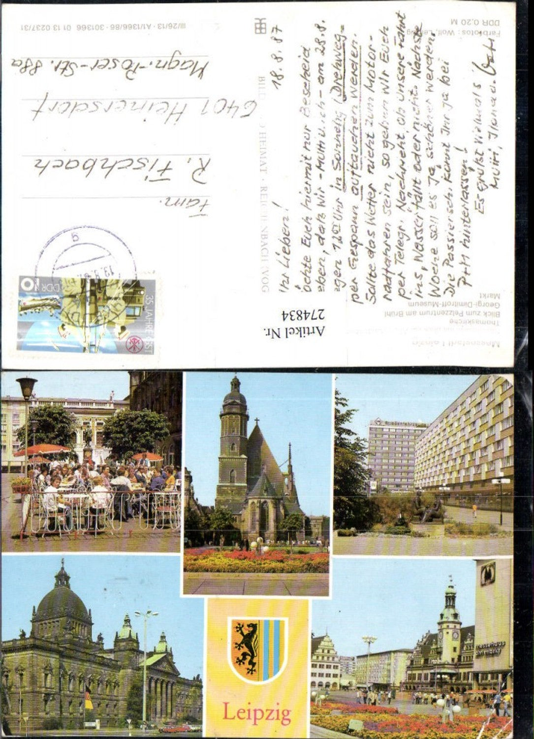 274834,Leipzig Naschmarkt Thomaskirche Georgi-Dimitroff-Museum Markt Mehrbildkarte
