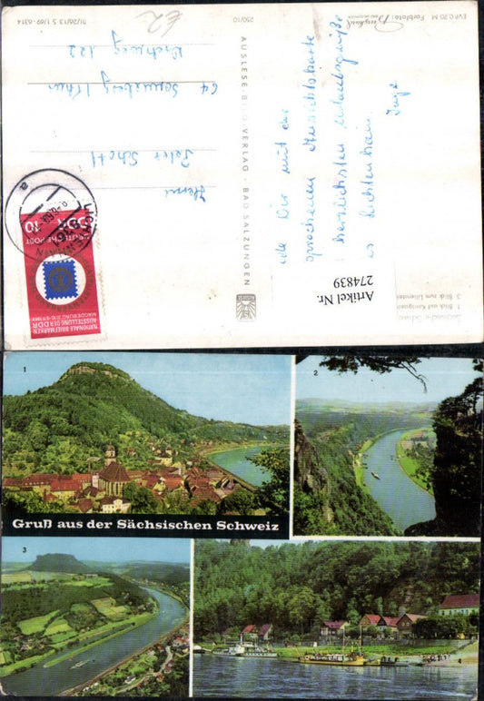 274839,Sächsische Schweiz Königstein Totale Bastei Lilienstein Rathen Dampferanlegestelle Mehrbildkarte