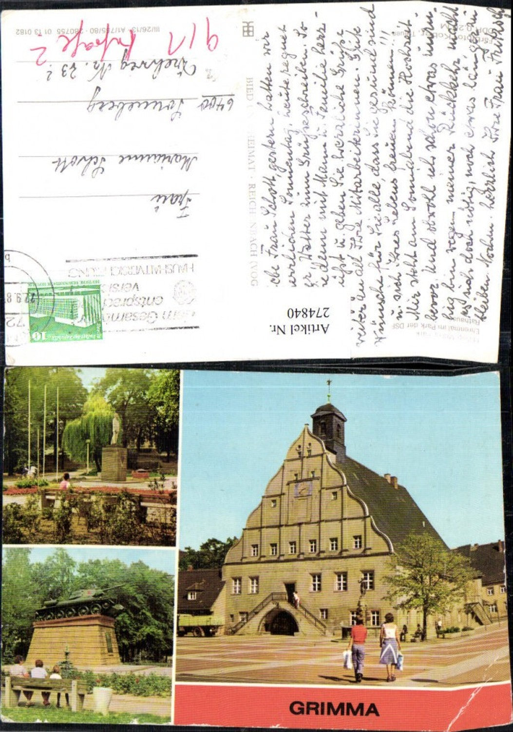 274840,Grimma Philipp-Müller-Park Ehrenmal im Park d. DSF Rathaus Mehrbildkarte