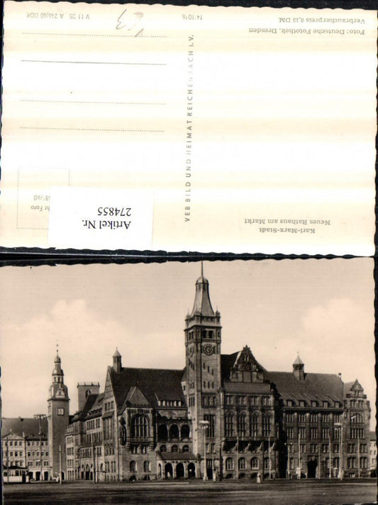 274855,Karl-Marx-Stadt Chemnitz Rathaus am Markt pub VEB 14/1076