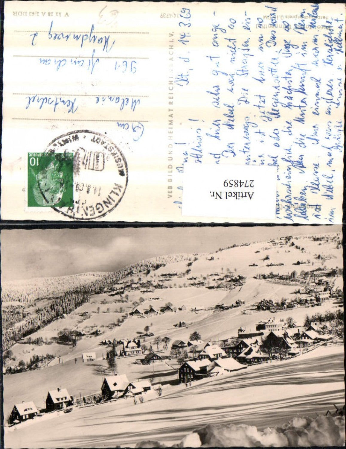 274859,Klingenthal Totale Blick zum Aschberg Winterbild pub VEB 14/4739