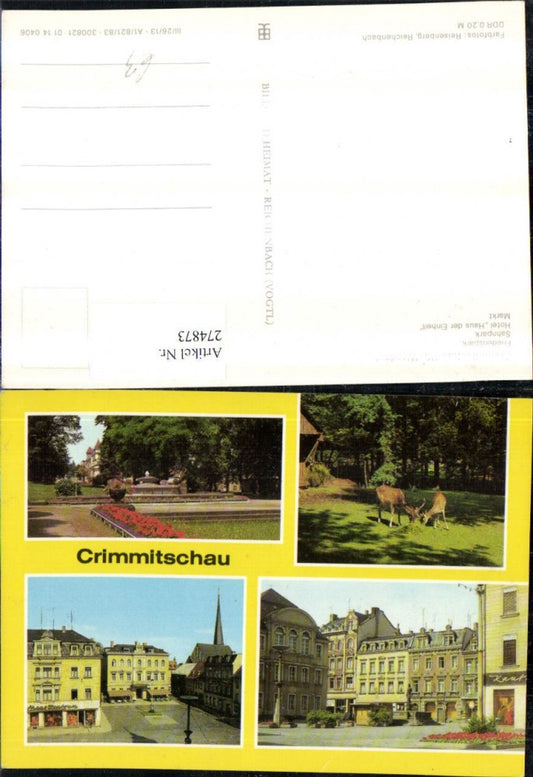 274873,Crimmitschau Friedenspark Sahnpark Hotel Haus der Einheit Markt Mehrbildkarte