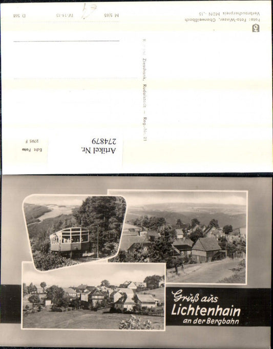274879, Greetings from Lichtenhain to the mountain railway. Total multi-view postcard.