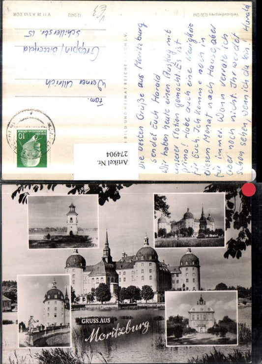 274904,Gruß aus Moritzburg Schloss Turm Mehrbildkarte pub VEB 12/2402