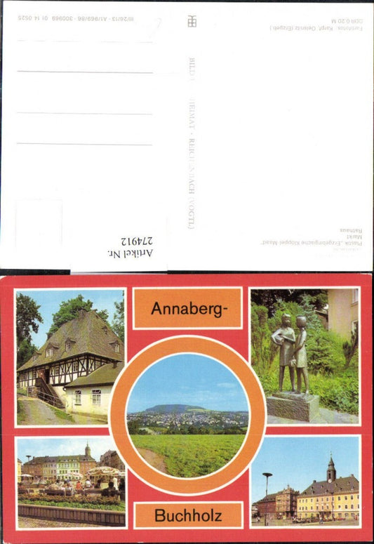 274912,Annaberg-Buchholz Frohnauer Hammer Markt Rathaus Statue Mehrbildkarte