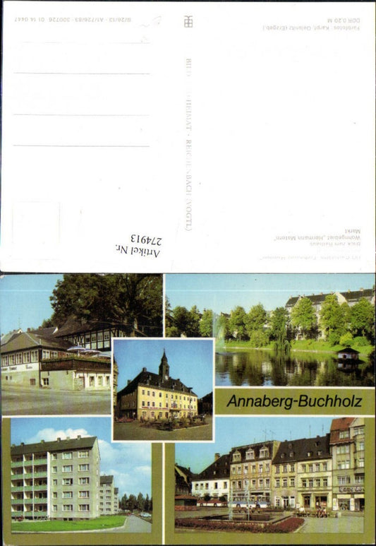 274913,Annaberg-Buchholz HO-Gaststätte Schutzteich Rathaus Wohngebiet Markt Mehrbildkarte