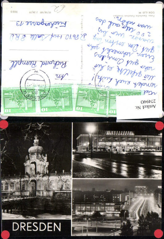 274940,Dresden Kulturpalast Zwinger Straße b. Nacht Mehrbildkarte