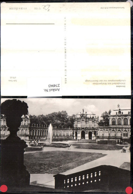 274943,Dresden Zwingerhof m. Wallpavillon pub VEB 12/1020