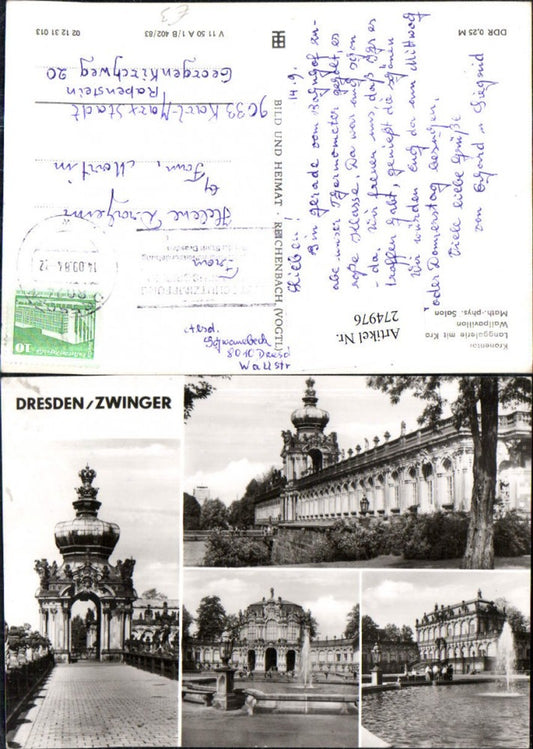 274976,Dresden Zwinger Kronentor Langgalerie Wallpavillon Salon Springbrunnen Mehrbildkarte