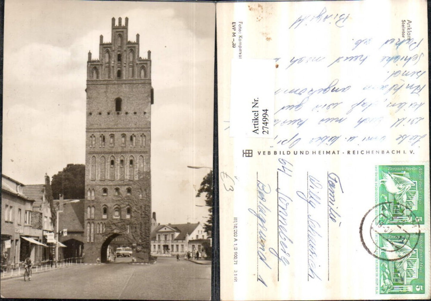 274994,Anklam Steintor Tor Straßenansicht pub VEB