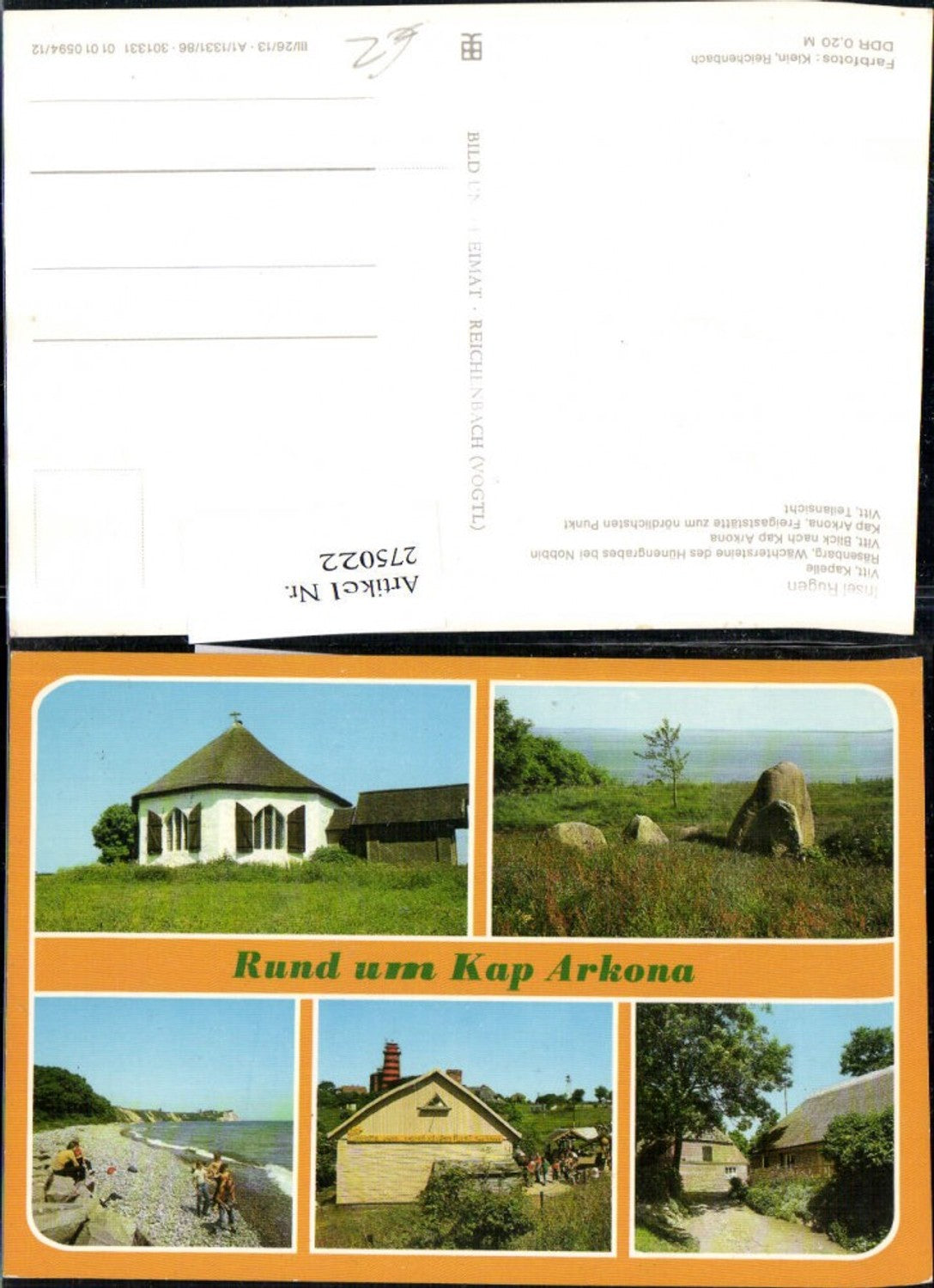 275022,Insel Rügen Vitt Küste Kapelle Räsenbarg Wächtersteine Kap Arkona Mehrbildkarte