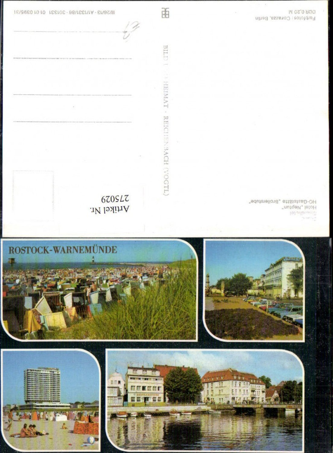 275029,Rostock Warnemünde Strand Strandhotel Hotel Neptun HO-Gastsätte Broilerstube Mehrbildkarte