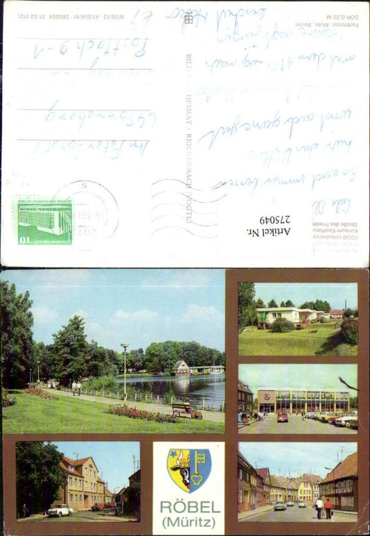 275049,Röbel an d. Müritz Promenade Erholungsheim Urlaubersiedlung Konsum-Kaufhaus Mehrbildkarte