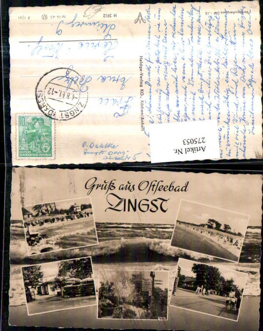 275053,Ostseebad Zingst Strand Straßenansicht Wegweiser Mehrbildkarte