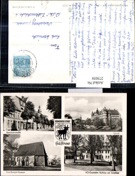 275058,Güstrow Schloss Ernst-Barlach-Museum HO-Gastsätte Kurhaus Mehrbildkarte pub VEB 2/412